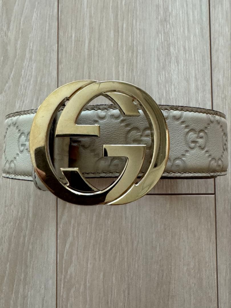 チシマ レザーベルト 114876 インターロッキング GGバックル ゴールド