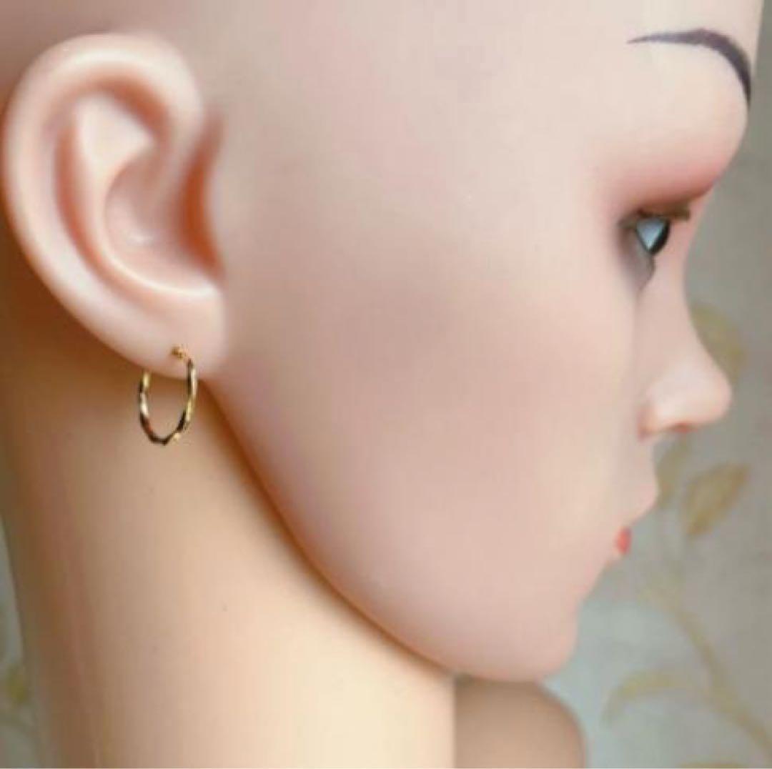 18K ピアス フープ フープピアス 片耳 片方 K18 新品 本物 ゴールド