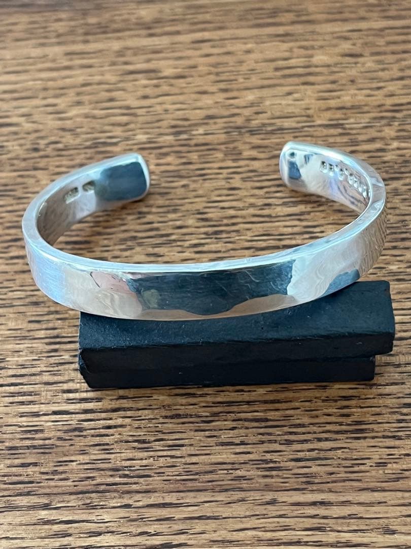 市松　シルバーバングル　ワンポイントゴールド