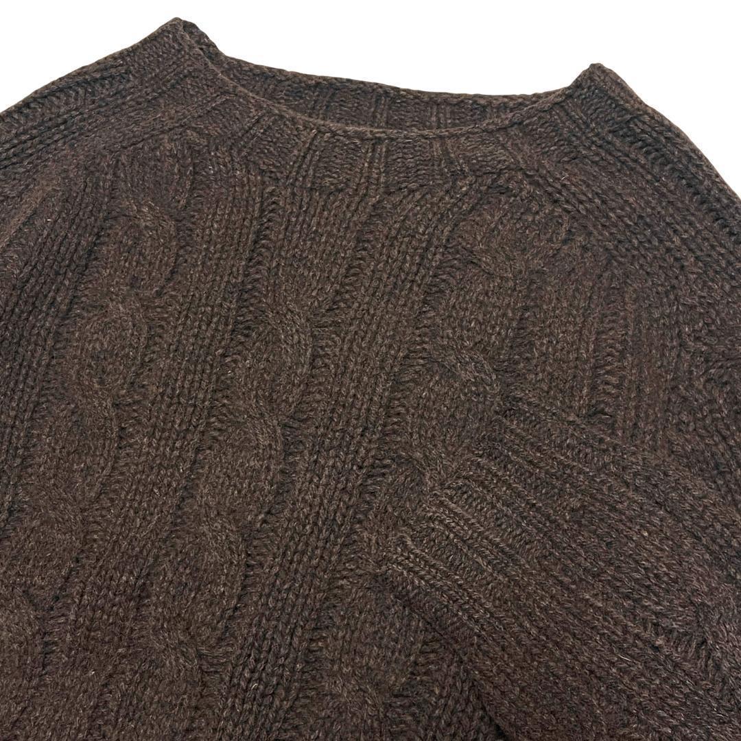 【英国製】インバーアラン ケーブルニット セーター 40 ダークブラウン