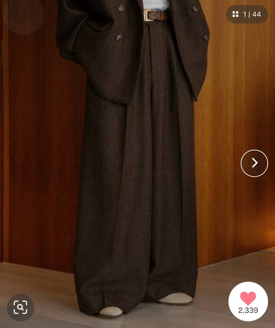 新品未使用・早い者勝ち・soerte・ワイドストレートヘリンボーンスラックス