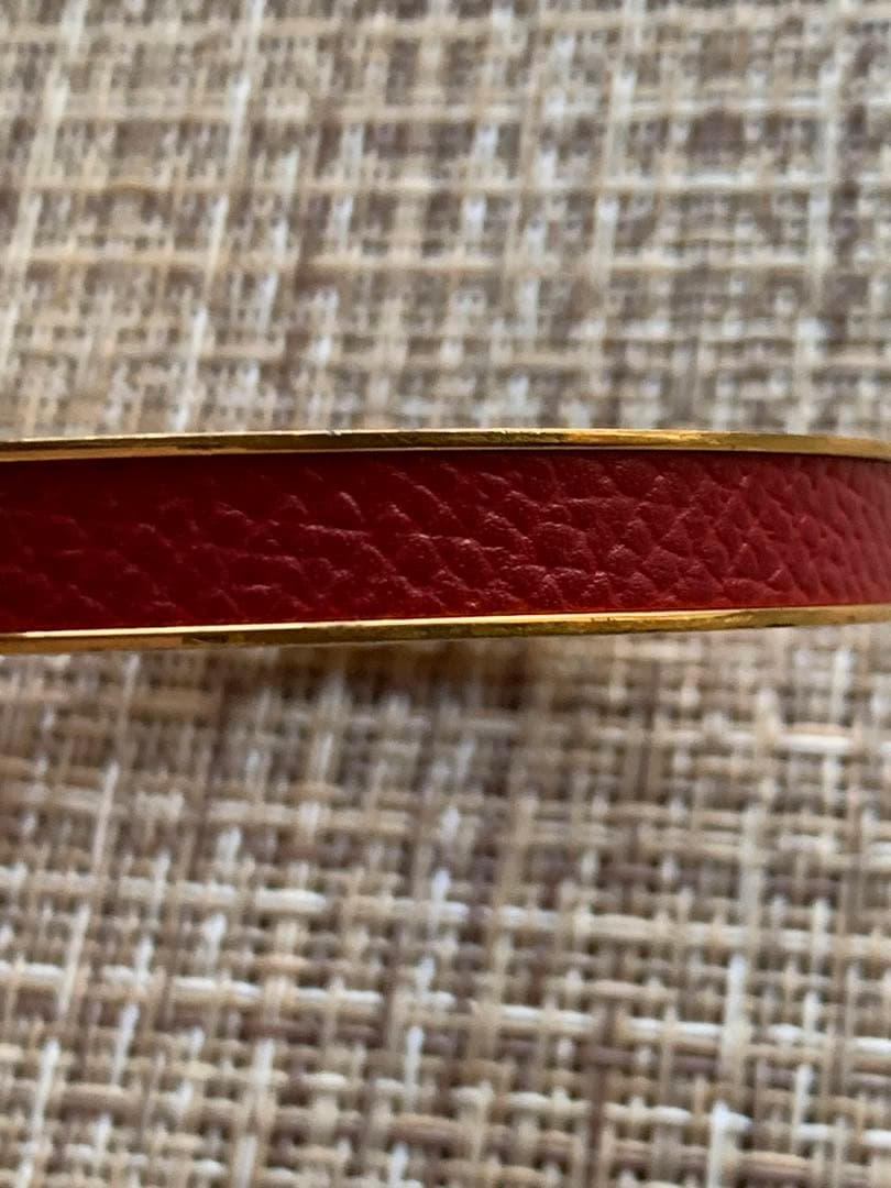 HERMESエルメス ケリーバングル カデナ バングル 金メッキ×リザード 赤