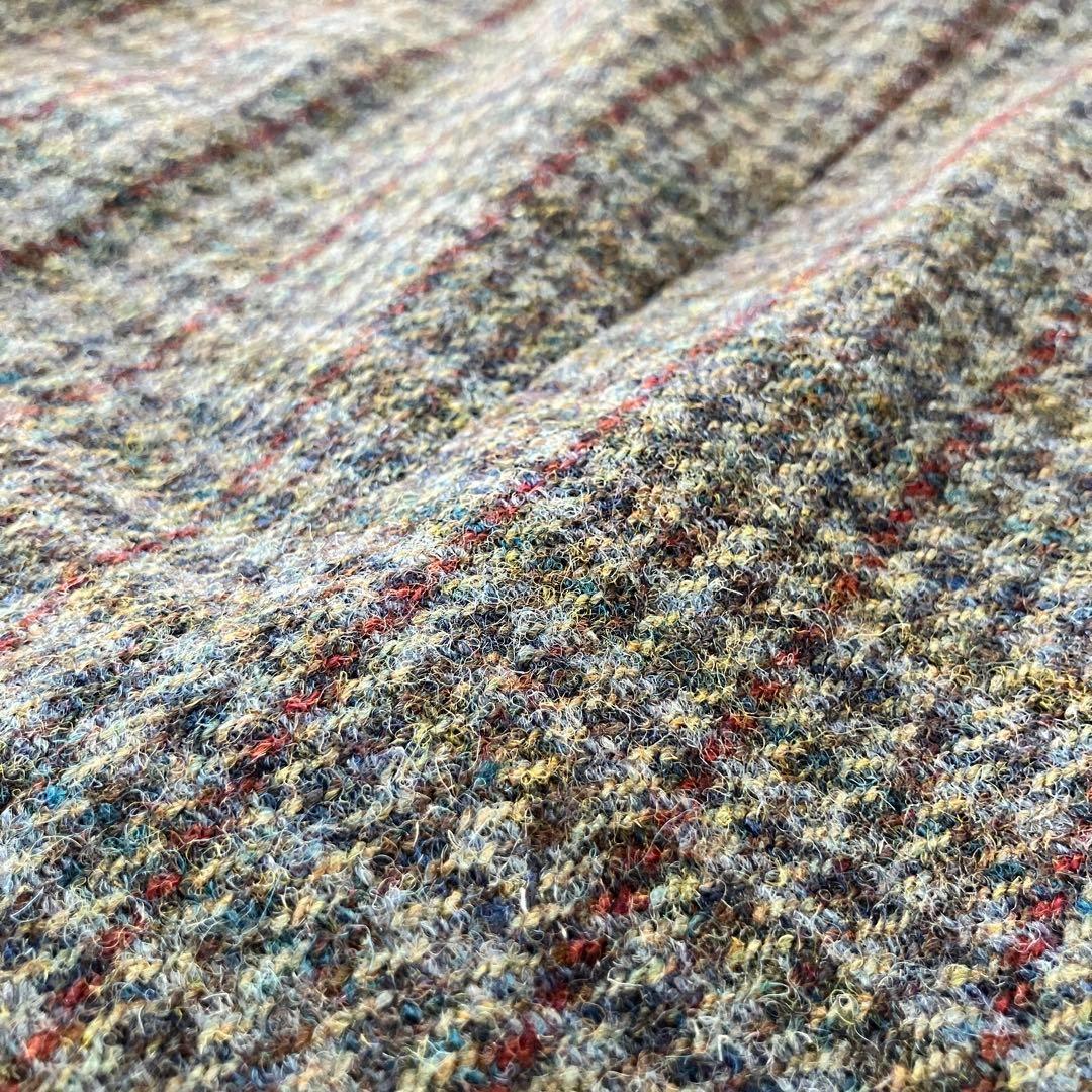 ハリスツイード ウールテーラードジャケット 千鳥格子チェック マルチカラー