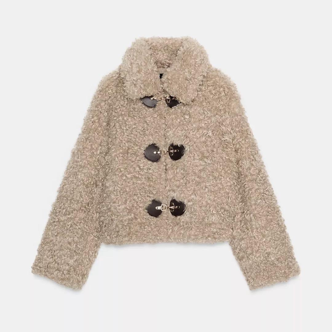 ZARA トグルボタン フェイクファージャケット L