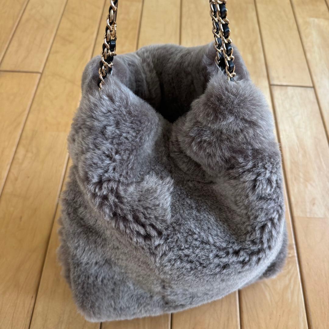 ハンドメイド⭐️羊革シープスキンムートン　ボア　チェーンバッグ
