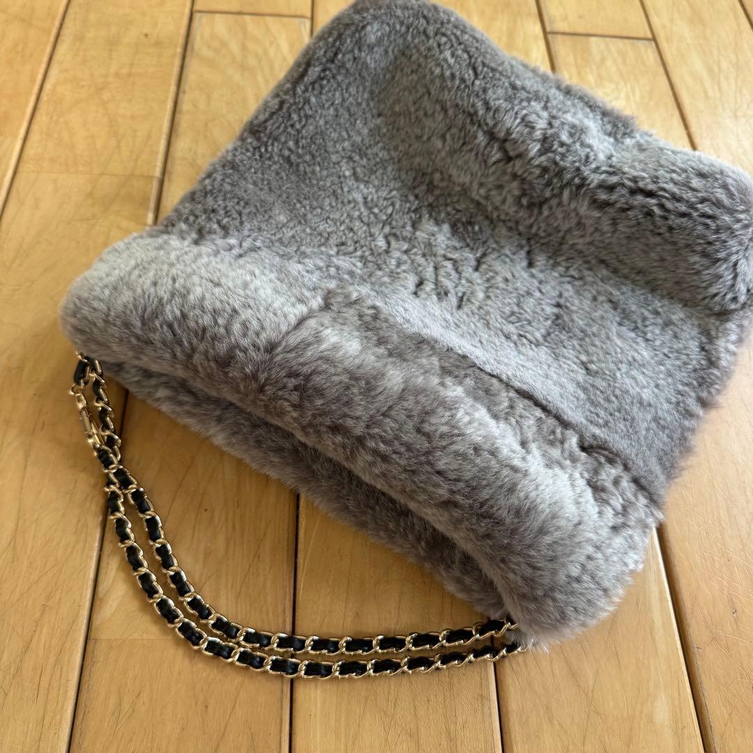 ハンドメイド⭐️羊革シープスキンムートン　ボア　チェーンバッグ