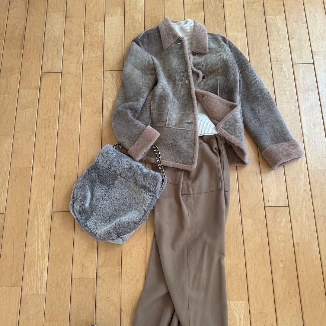 ハンドメイド⭐️羊革シープスキンムートン　ボア　チェーンバッグ