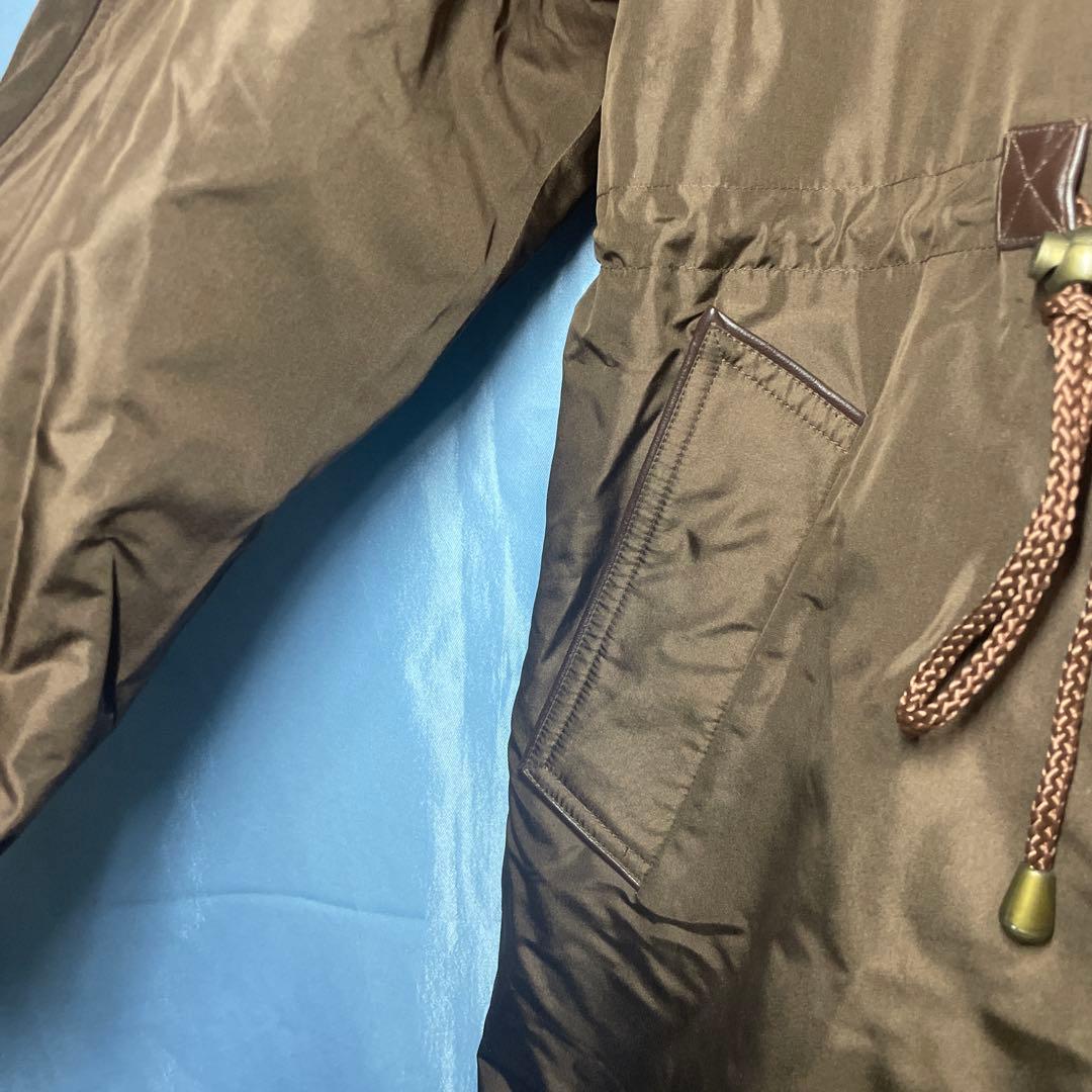 ブラウン ヒョウ柄裏地 ファー付きジャケット