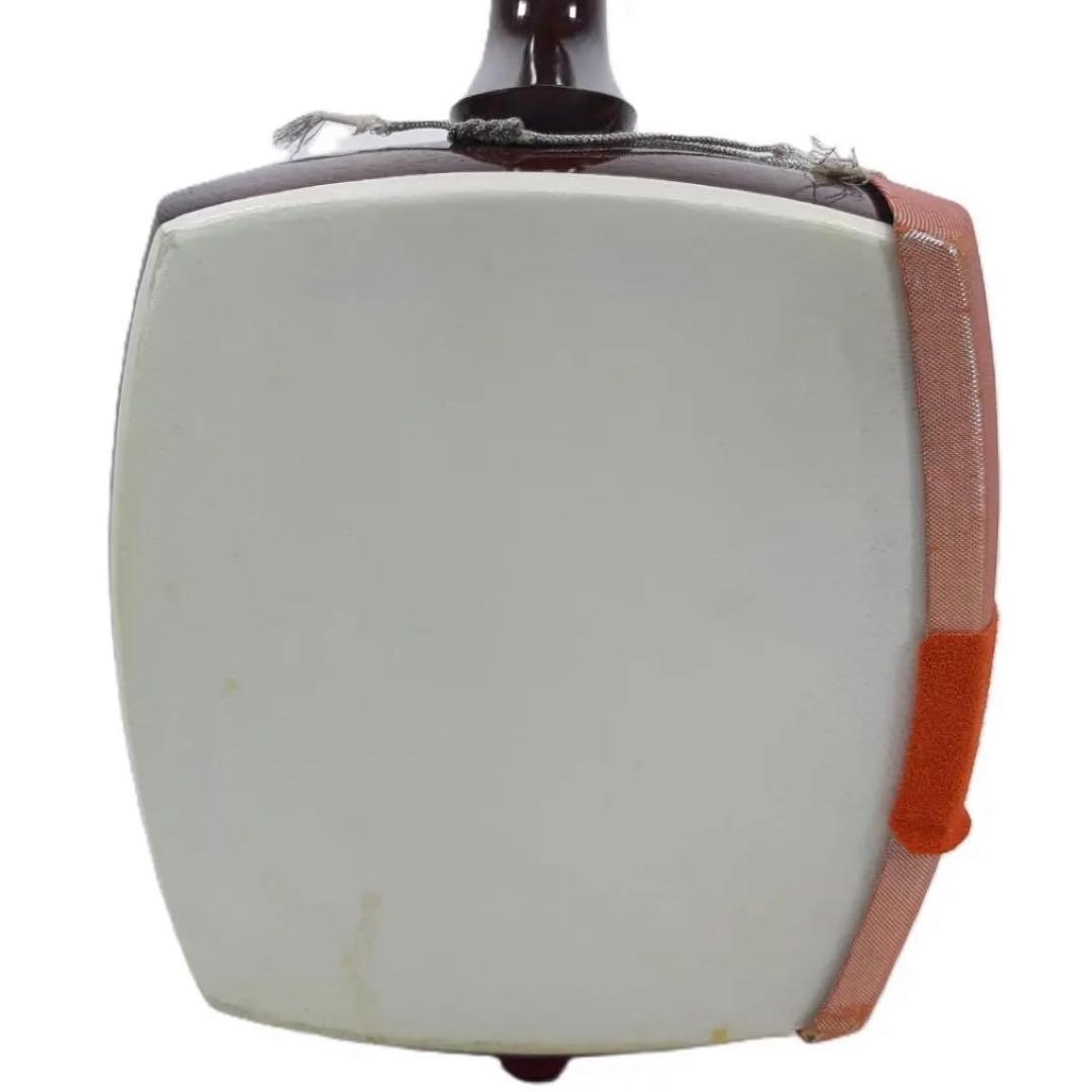 高級綾杉胴　中棹地唄三味線　2本溝　天然皮　正寸　木製ケース付き