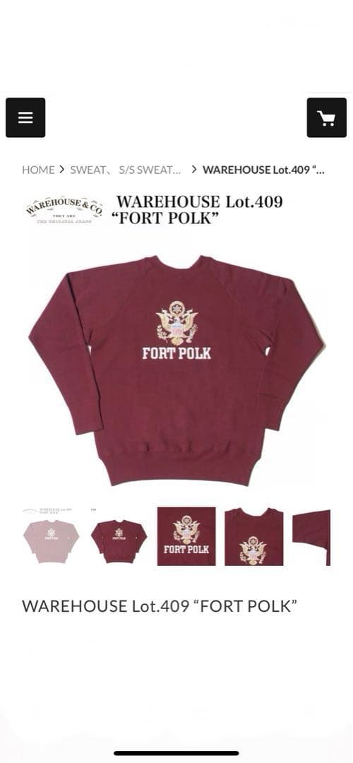 S*n様 WAREHOUSE Lot.409 FORT POLK トレーナー