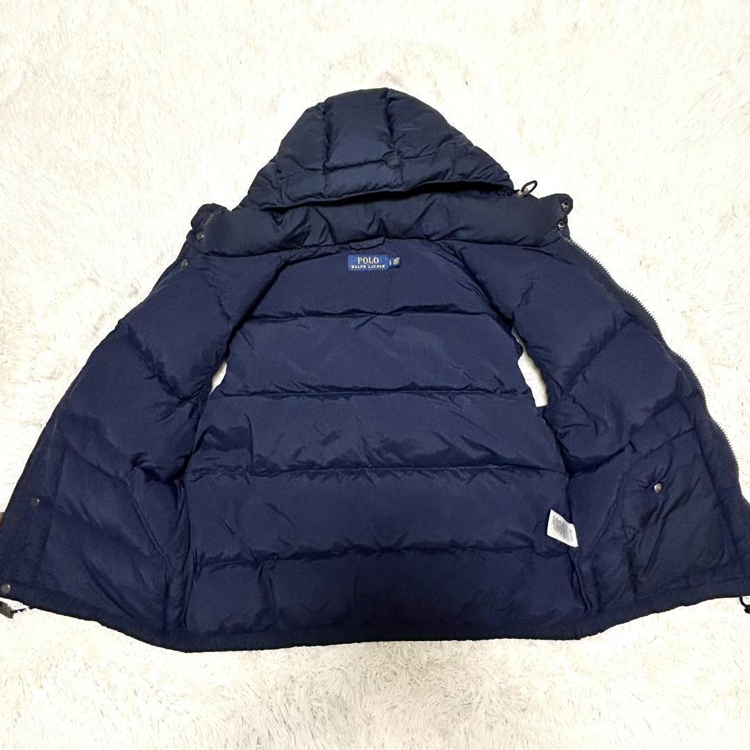 美品　ポロラルフローレン　ダウンベスト　肉厚　ネイビー　L　大きいサイズ　フード