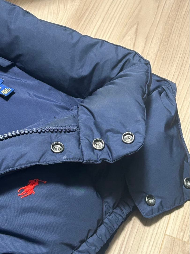 美品　ポロラルフローレン　ダウンベスト　肉厚　ネイビー　L　大きいサイズ　フード