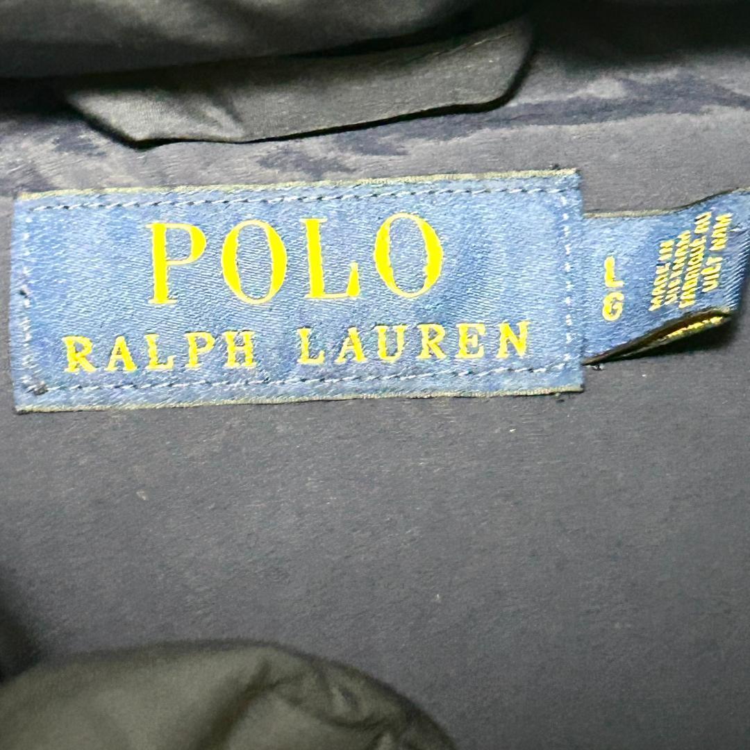 美品　ポロラルフローレン　ダウンベスト　肉厚　ネイビー　L　大きいサイズ　フード