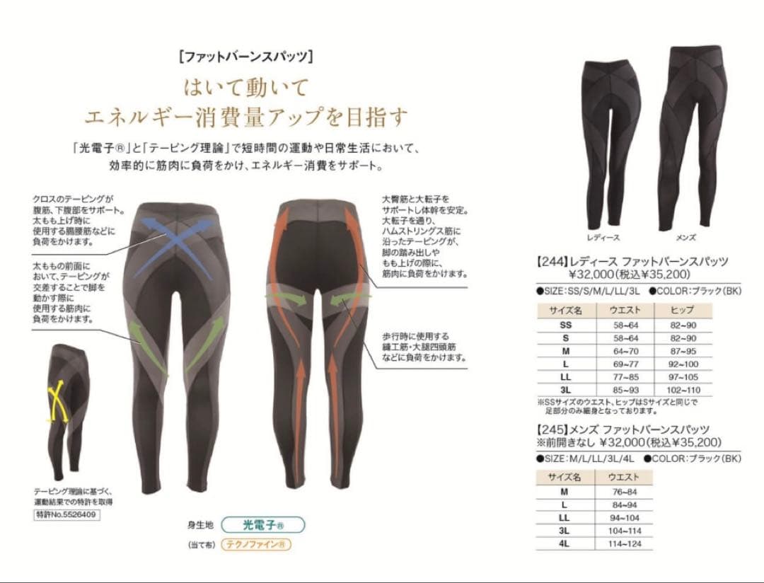 【未使用】グラントイーワンズ メンズ ファットバーンスパッツ L ブラック