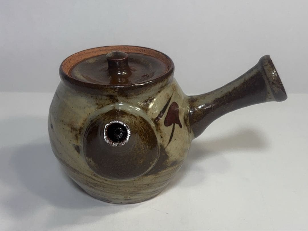 益子焼　人間国宝　島岡達三作　象嵌急須　共箱付