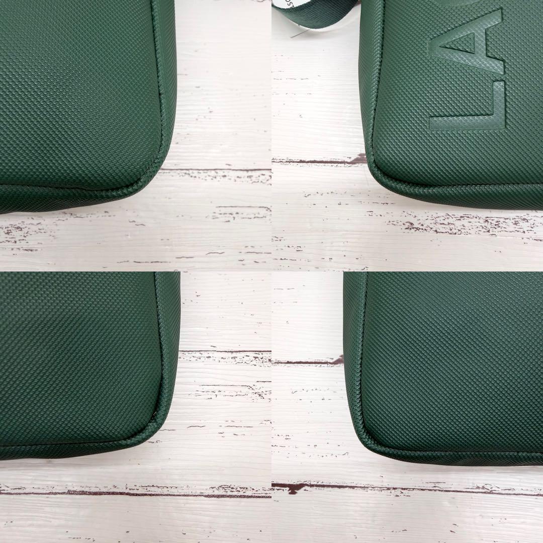 新品・未使用　ラコステ　シャンタコ　鹿の子地エンボスレザー　ショルダーバッグ　緑