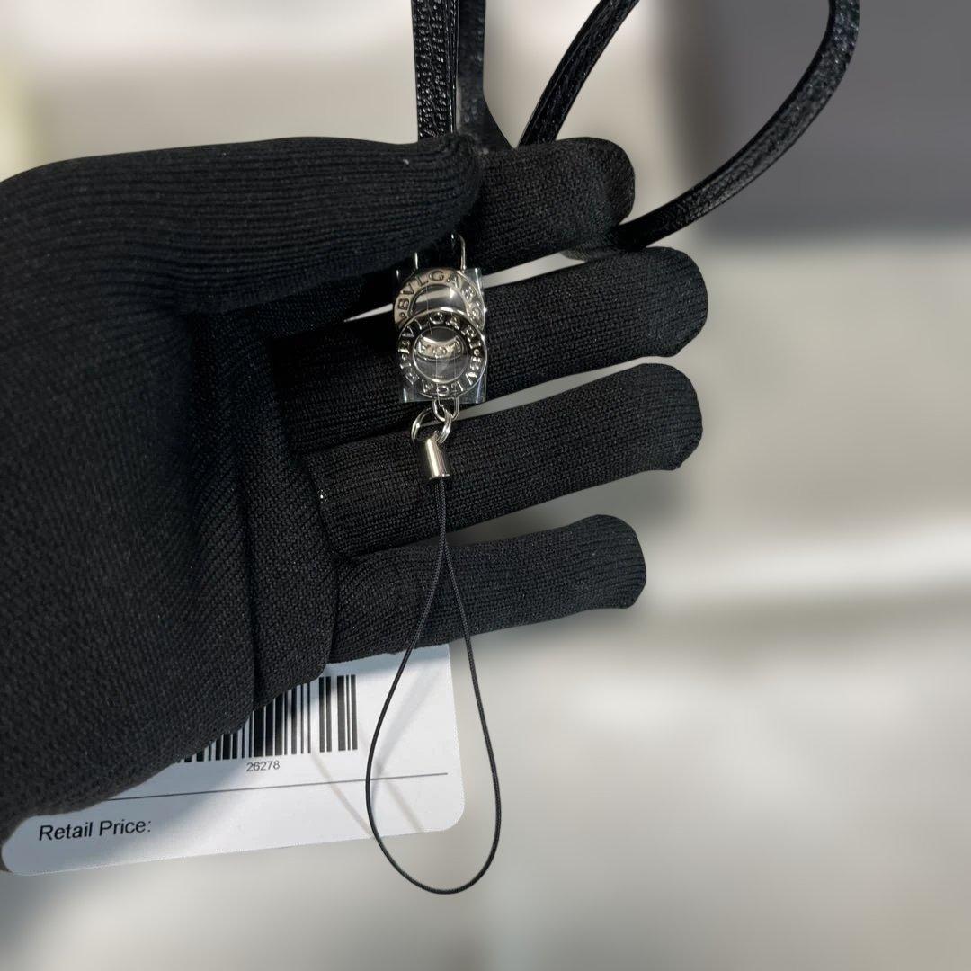 ブルガリ 首かけストラップ ブルガリブルガリ レザー ブラック パラジウム