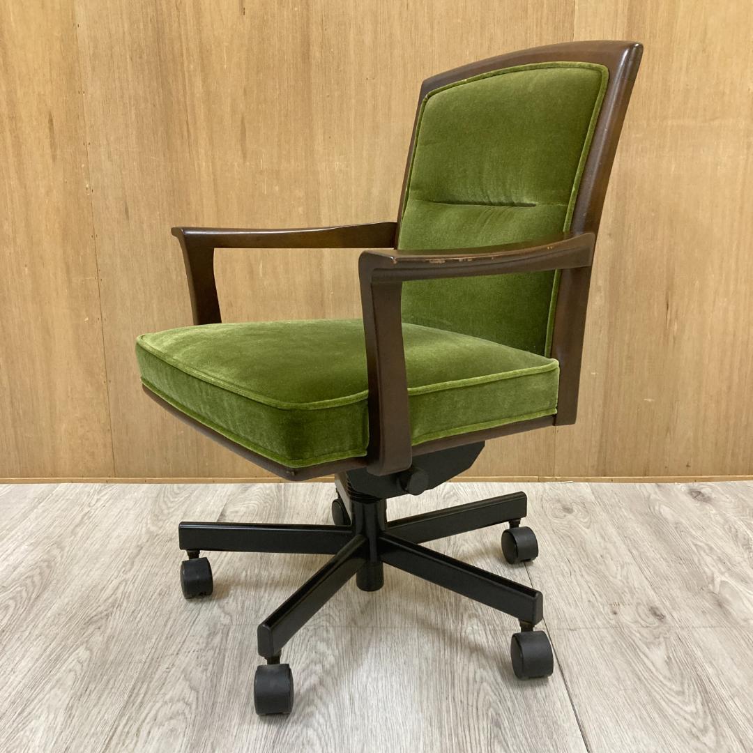 【マルニ】アームデスクチェア　オフィスチェア　椅子　地中海　モケットグリーン