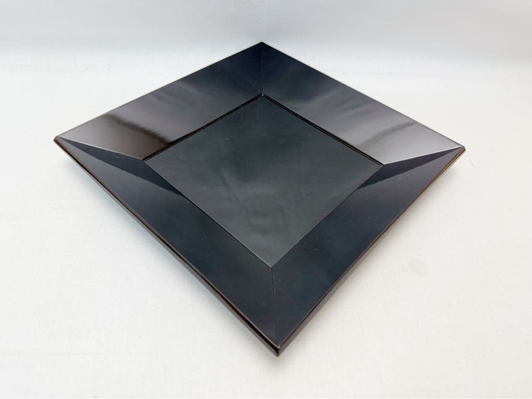 ほぼ未使用 茶道具 塗師 助市作 輪島塗四方盆 干菓子器 木製 布着本堅地 共箱