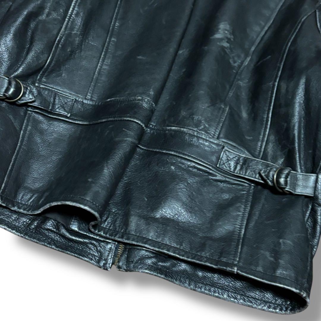 【状態良好】90's 白タグ エディーバウアー 牛革 シングルライダース