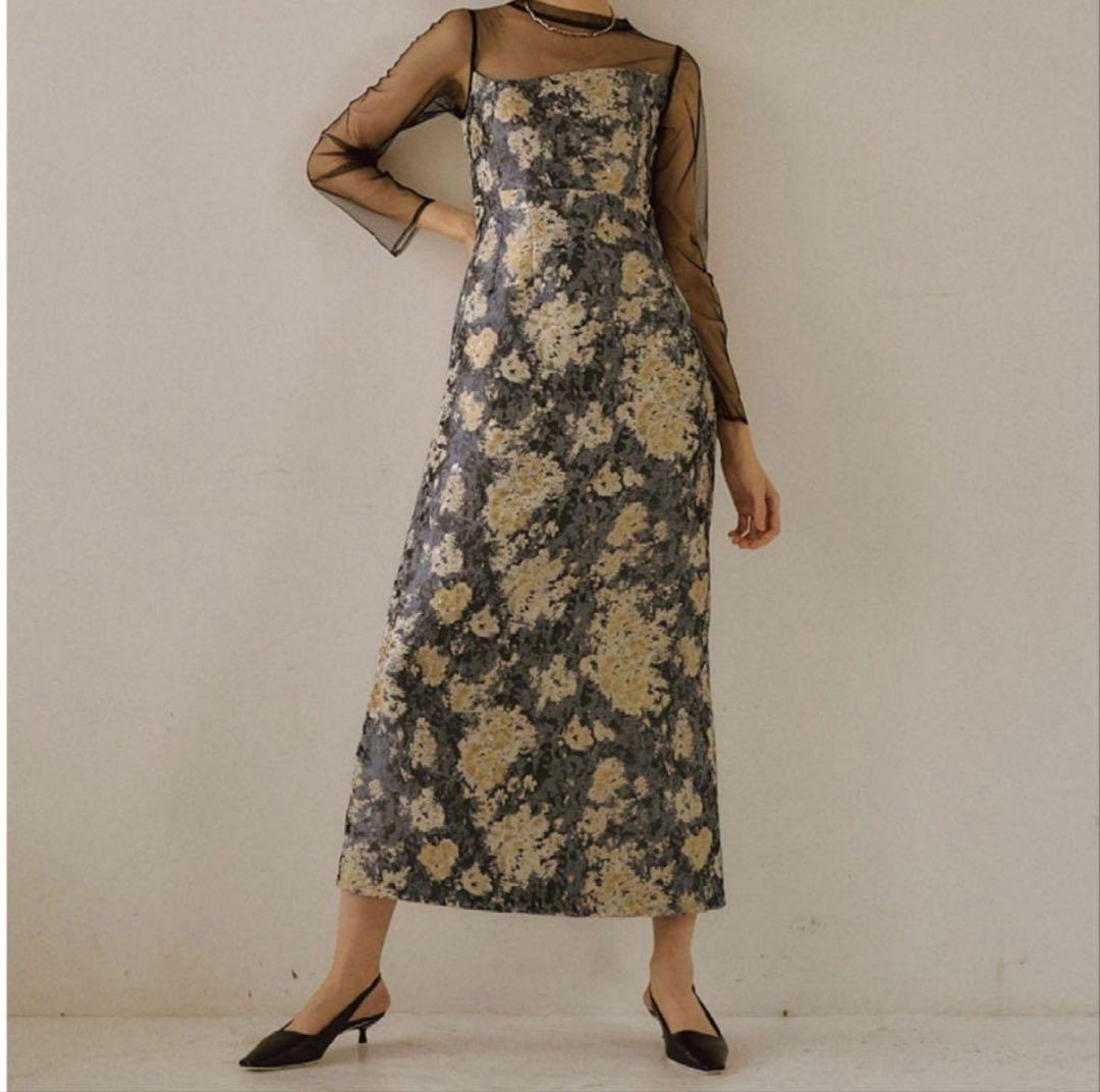 Meandering Jacquard pencil dress / リルアー