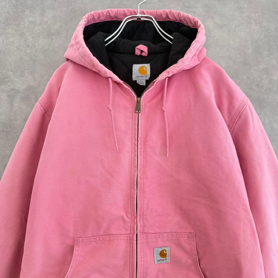 希少カラーCarhartt アクティブジャケット ピンクレディースL メンズSM