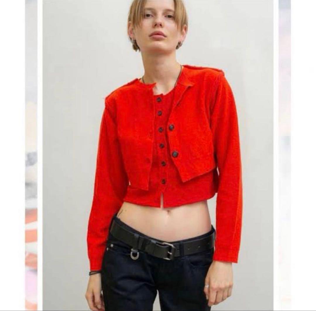 トップス perverze Stitching Double Cardigan