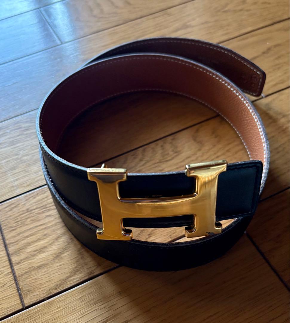 エルメス レザーベルト コンスタンスHバックルゴールド