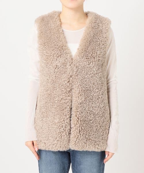 Plage FURLY ベスト ファーベスト ベージュ