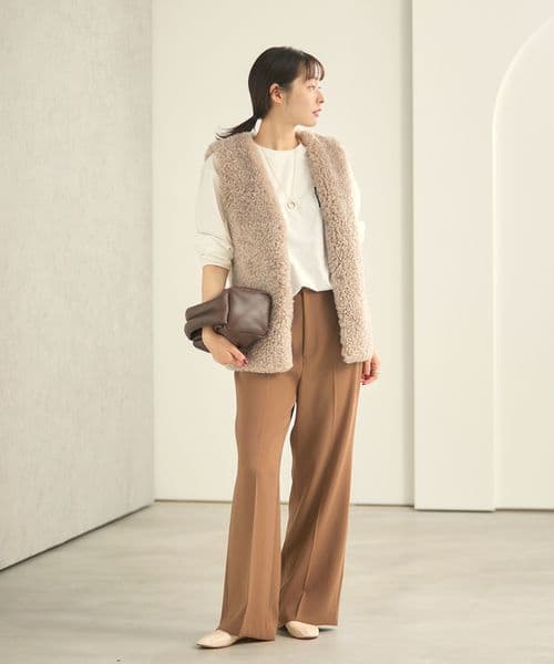 Plage FURLY ベスト ファーベスト ベージュ