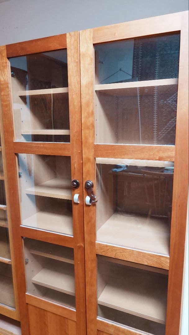 木製本棚 ガラス扉付き チェリー