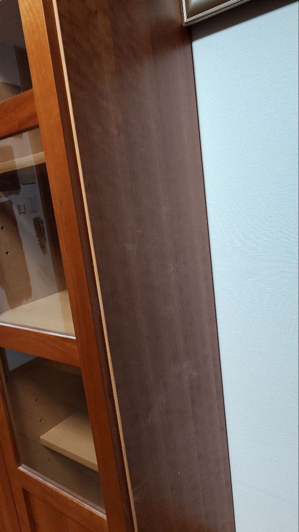 木製本棚 ガラス扉付き チェリー