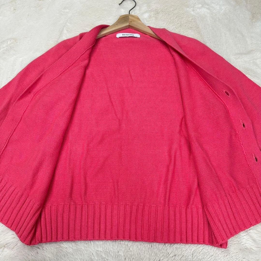 ✨美品✨ヴェリテクールVCK-246コットンカシミヤ混Vネックカーディガンピンク