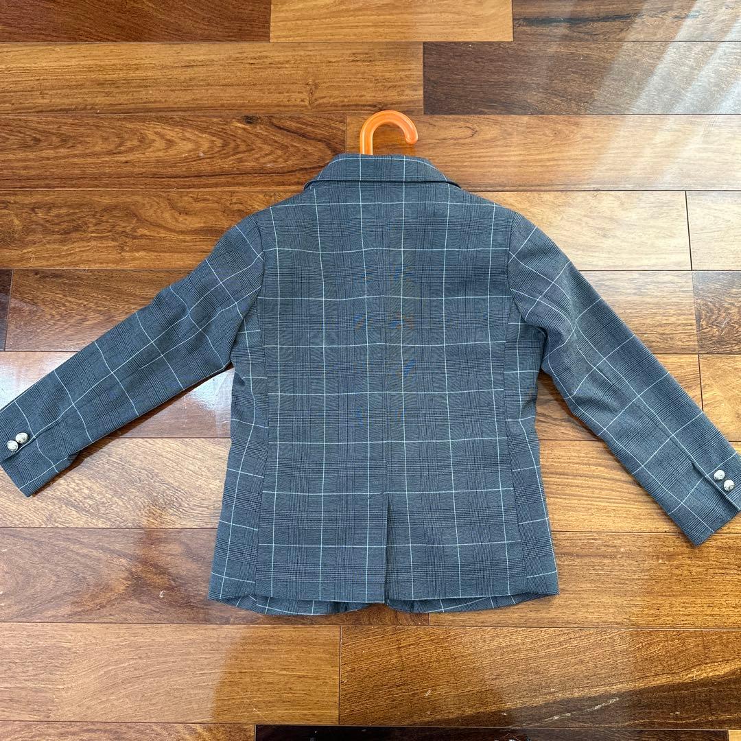 キッズ スーツ・ブレザー グレー系チェック フォーマル　入学式、卒園式、結婚式