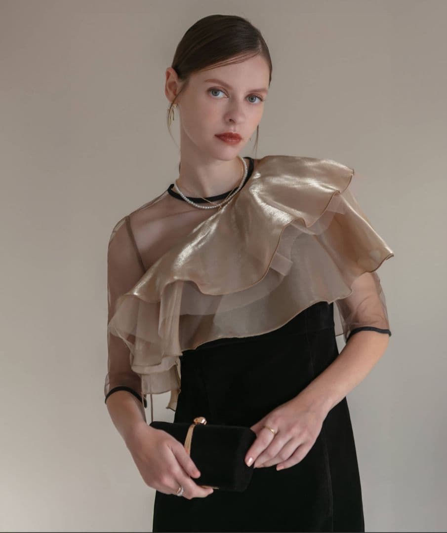 Lejaアシンメトリーティアードフリル3WAYベロアIラインドレスワンピース M