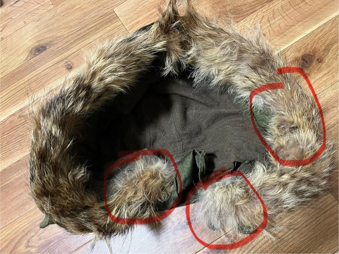 50s アメリカ軍 実物 M51 フード コヨーテファー ワイヤー付き 米軍