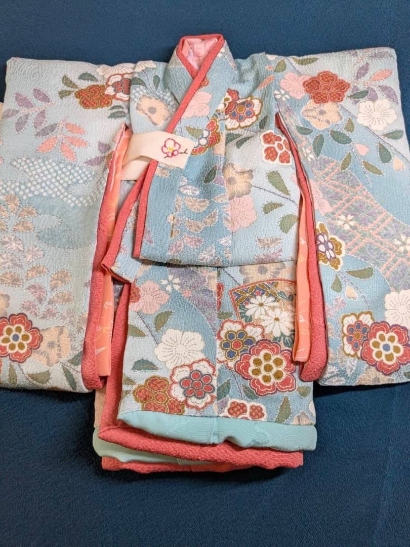 [静] 市松人形 10号サイズの着物と長襦袢のセット