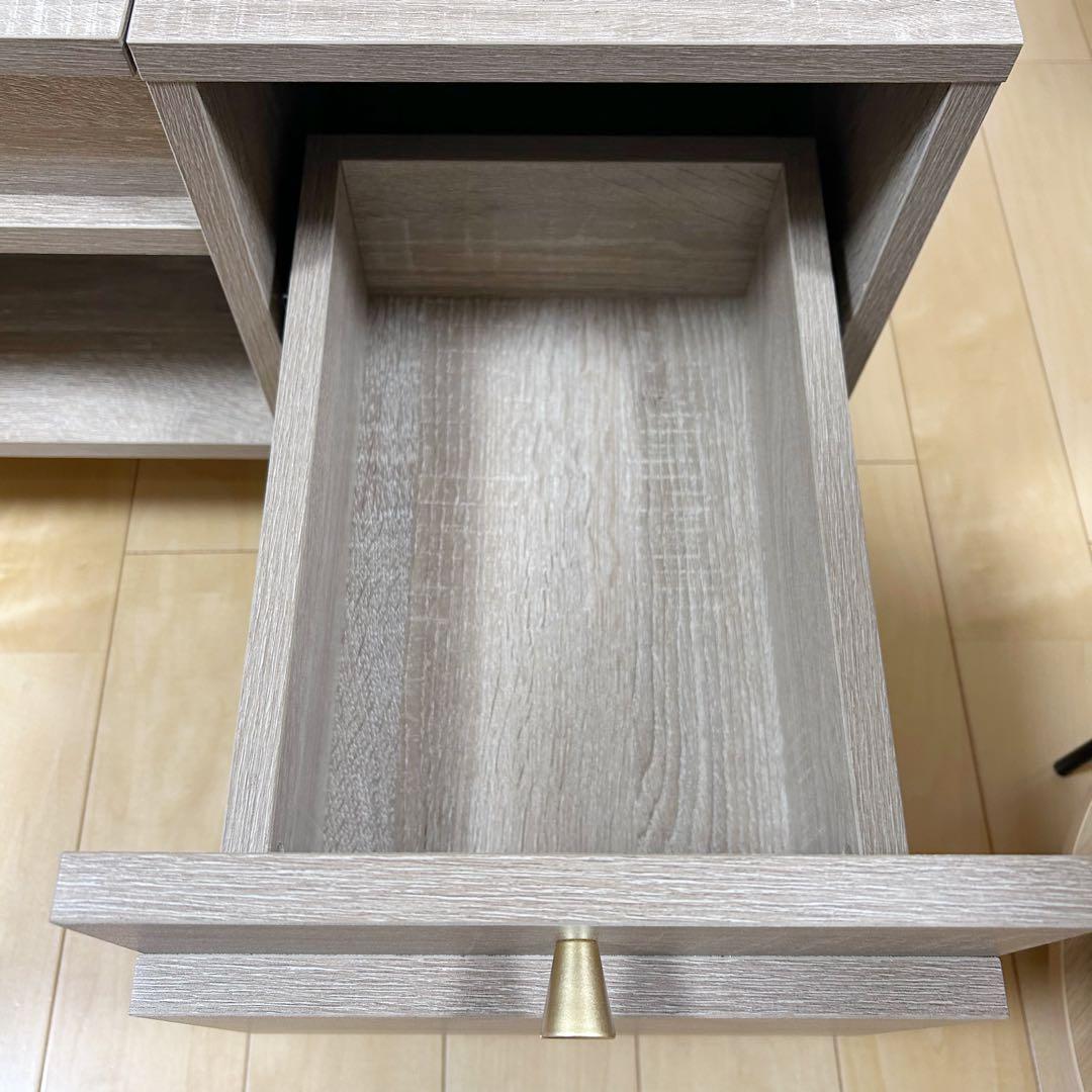 北欧木製ドレッサーテーブル 可動式ミラー付 2way ナチュラル　シャルムw85