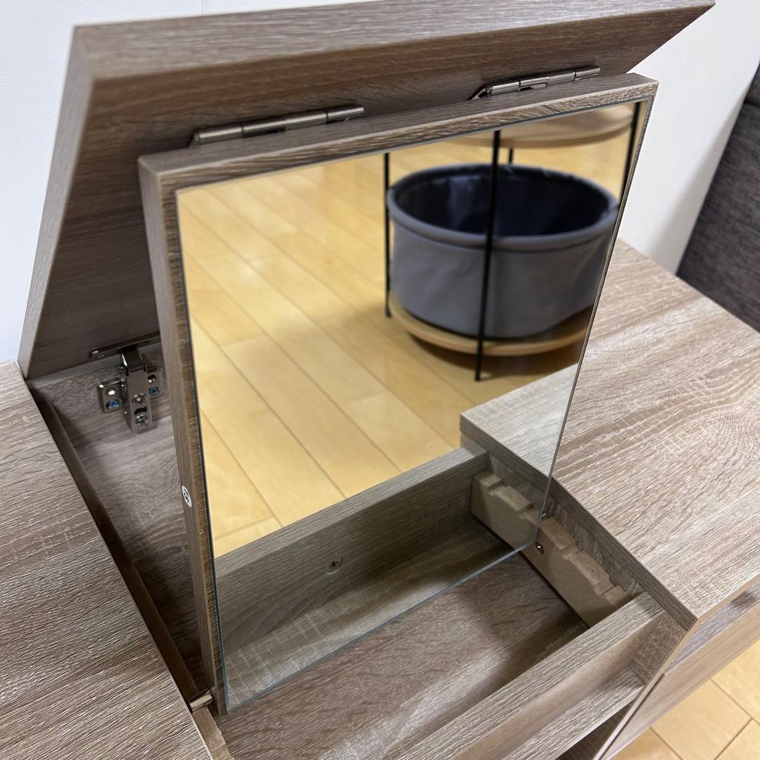 北欧木製ドレッサーテーブル 可動式ミラー付 2way ナチュラル　シャルムw85