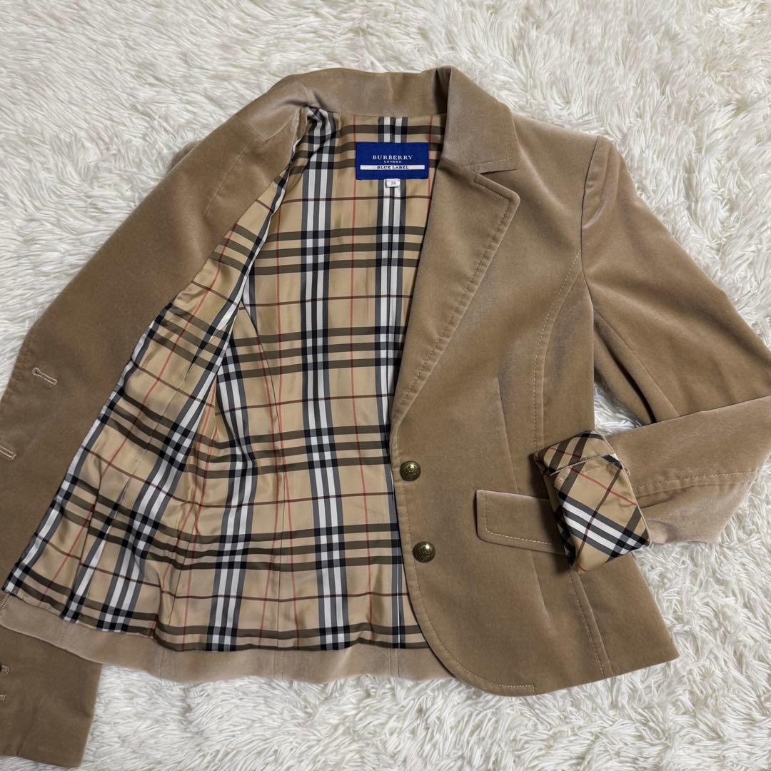 【超希少】バーバリーブルーレーベル テーラードジャケット ベロア 金ボタン