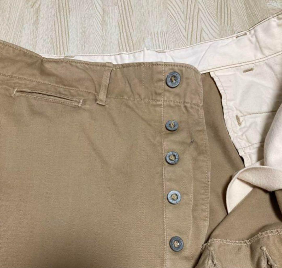 40s ヴィンテージ　41カーキ　us army チノ　メタルボタン