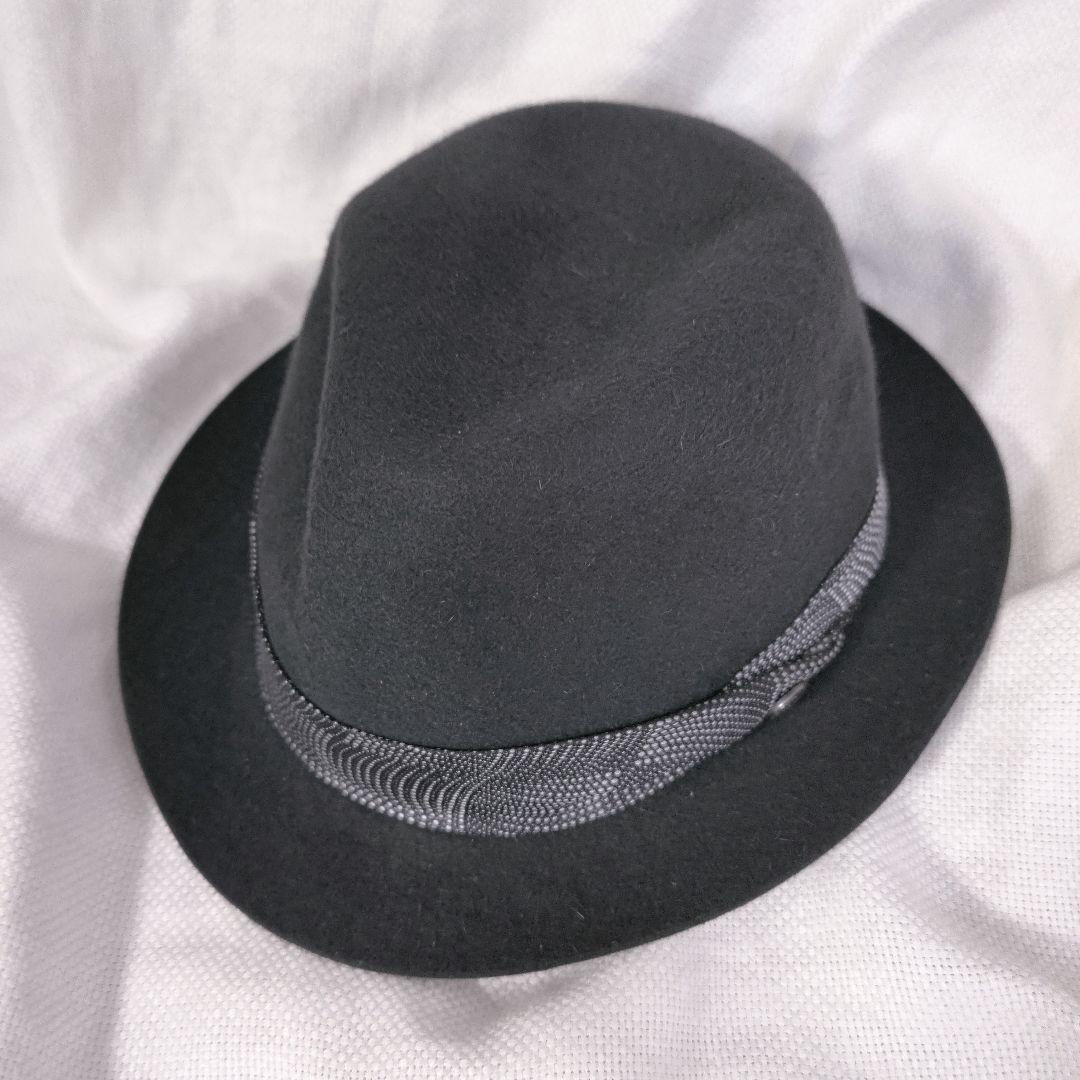 伊製ボルサリーノBorsalinoラビットファーフェルト中折れハット58グレー