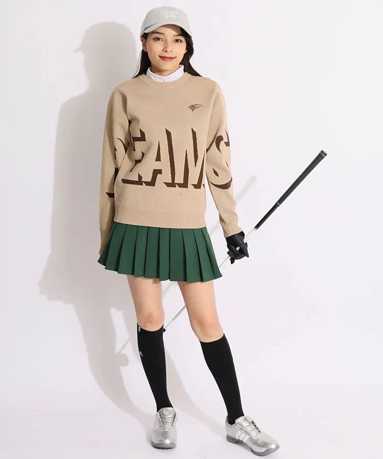 ★新品★BEAMS　GOLF　シャドーロゴジャガードクルーネックニット　L