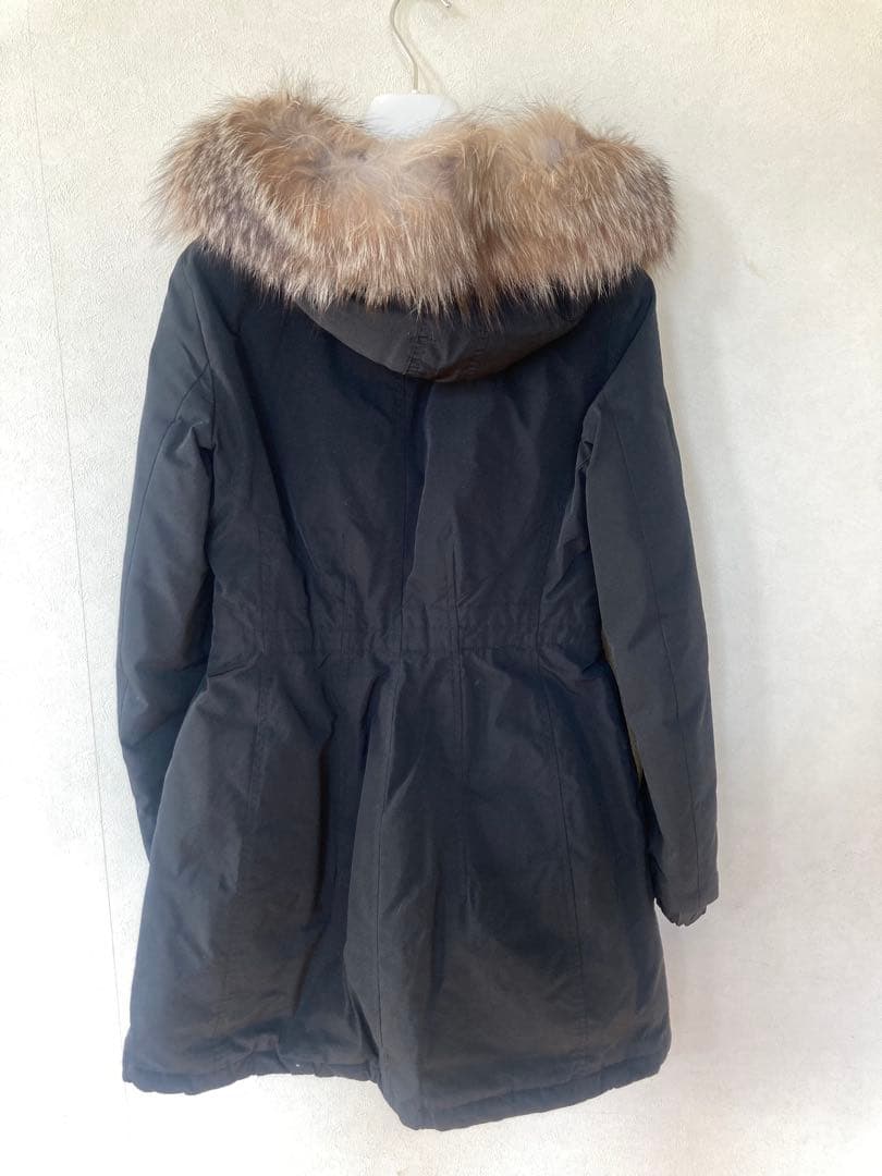 モンクレール　ダウンコート　リアルファー　黒　0 ダウンジャケット