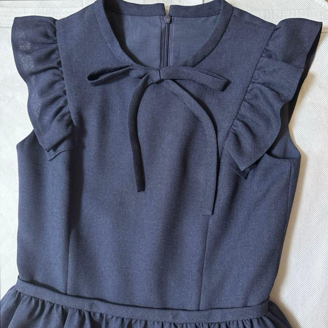 Rene ネイビー フリルノースリーブワンピース34