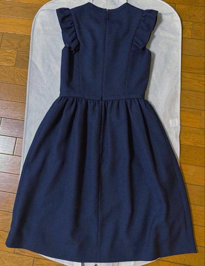Rene ネイビー フリルノースリーブワンピース34