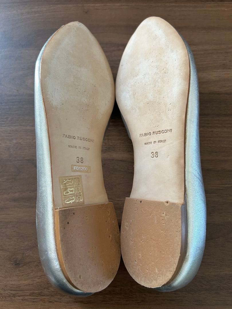 美品⭐︎FABIO RUSCONIシルバー オープントゥフラットシューズ サンダル