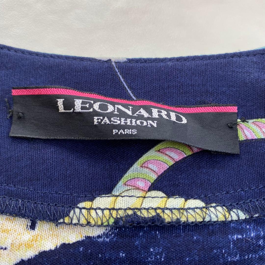 美品★LEONARD レオナール 半袖ジャケット 花柄 金ボタン 洗濯出来る L