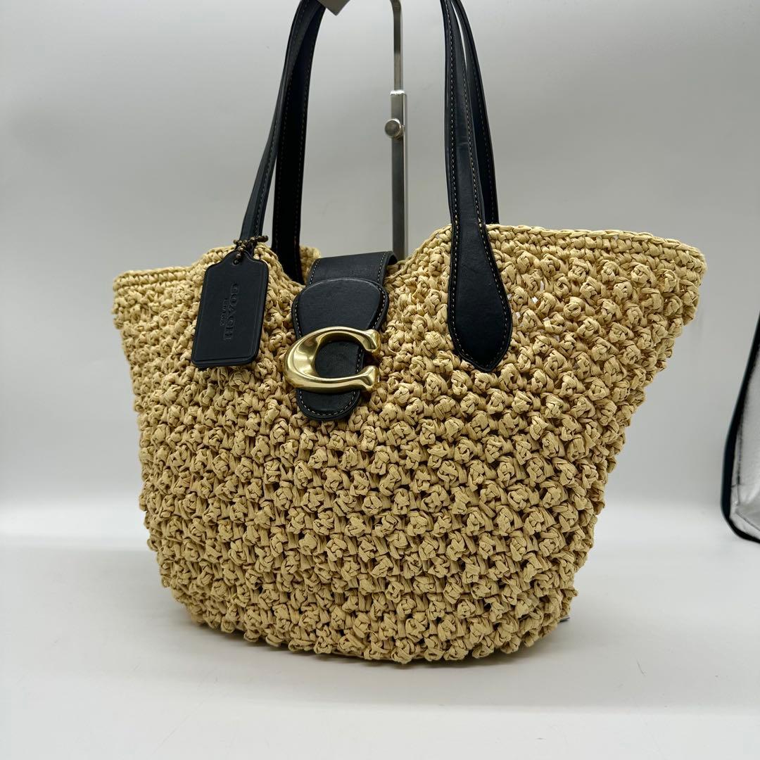 極美品【23SS】完売品 COACH コーチ かごバッグ ストロースモールトート