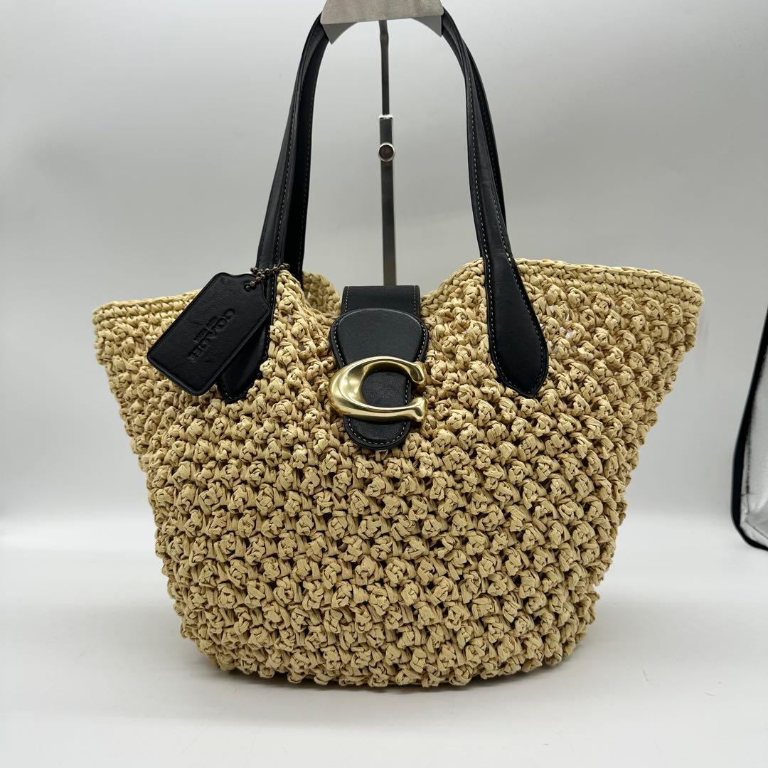 極美品【23SS】完売品 COACH コーチ かごバッグ ストロースモールトート